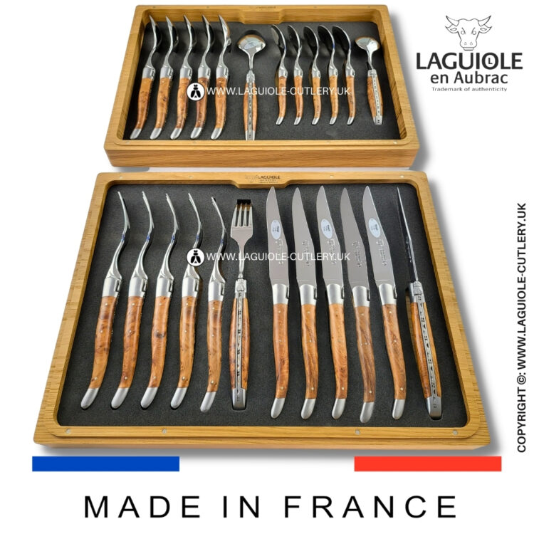laguiole cutlery set 24 piece thuya wood