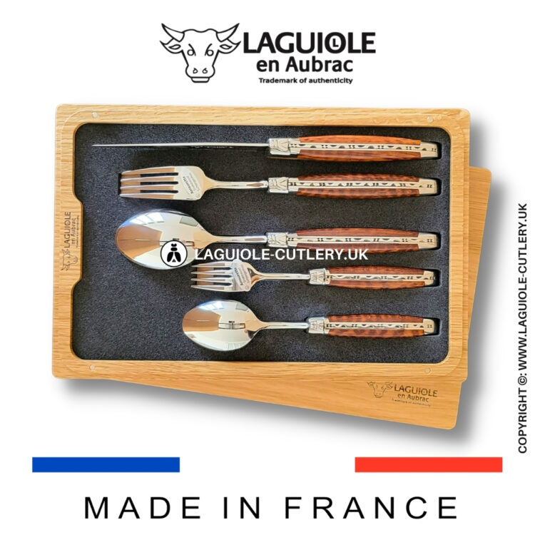 5 piece laguiole cutlery set snakewood