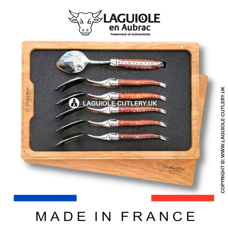 set of 6 laguiole dessert spoons snakewood