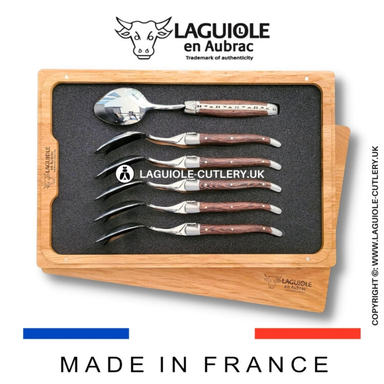 set of 6 laguiole dessert spoons wenge wood