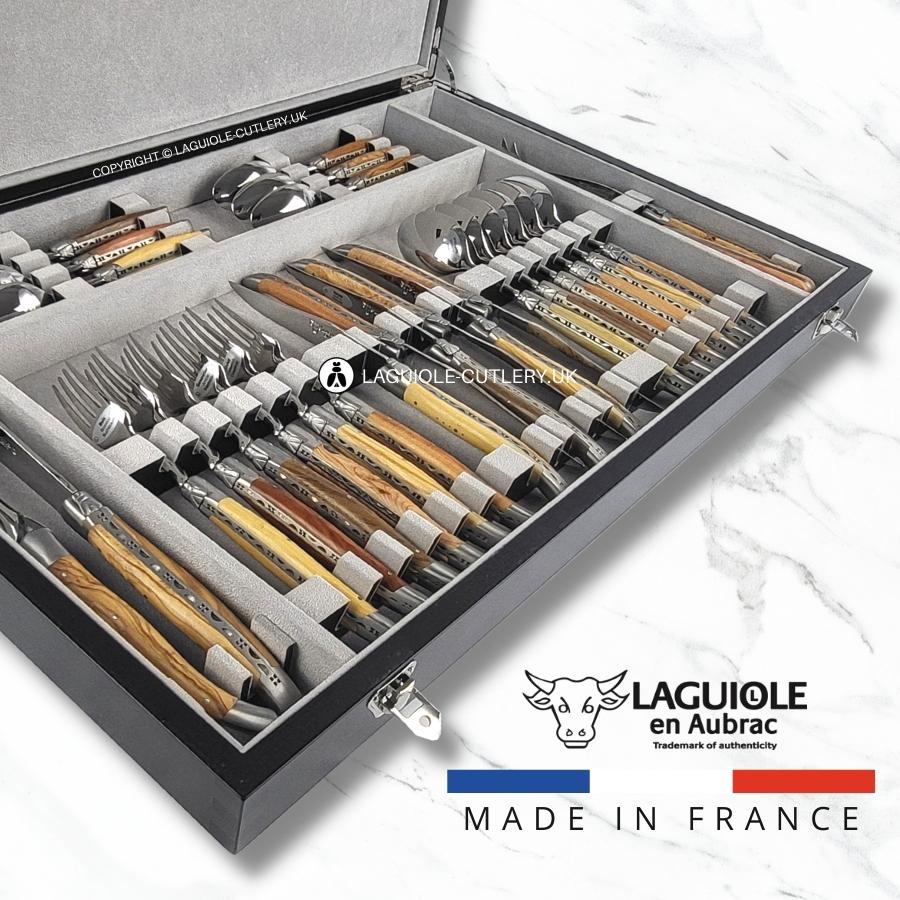 laguiole en aubrac cutlery set 28 piece mixed french wood