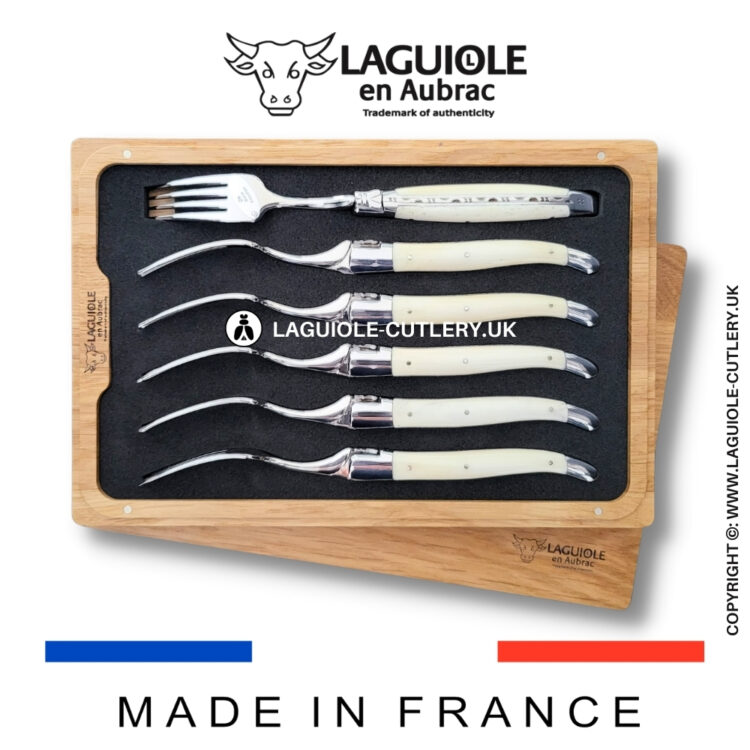set of 6 laguiole forks cow bone