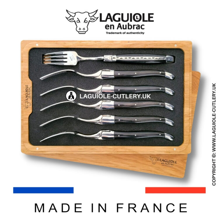 set of 6 laguiole forks ebony wood