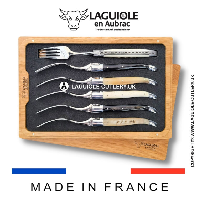 set of 6 laguiole forks mixed horns