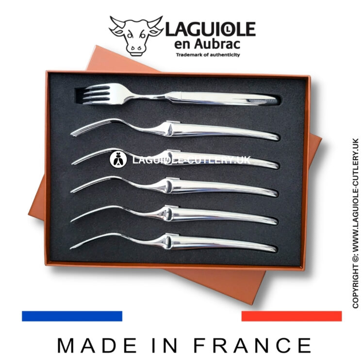 set of 6 laguiole forks monobloc stainless steel shiny