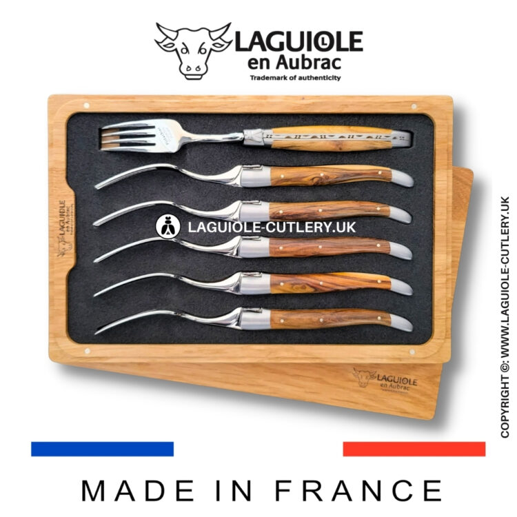 set of 6 laguiole forks pistachio wood