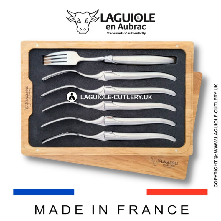 set of 6 laguiole forks stainless steel satin
