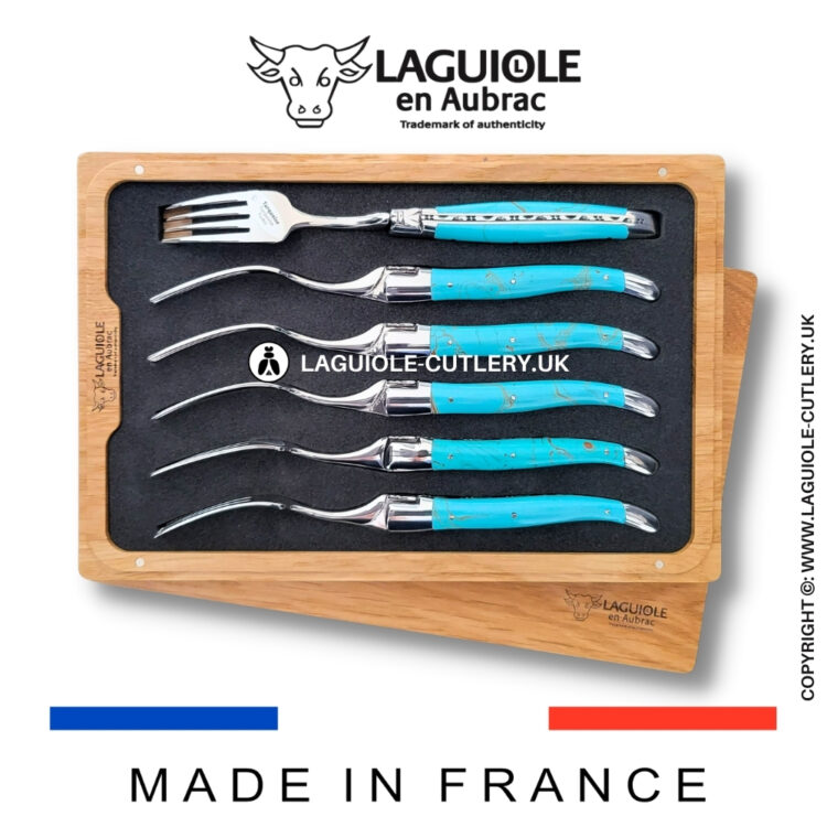 set of 6 laguiole forks mineral stone