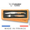 set of 1 laguiole steak knife and 1 fork olive wood