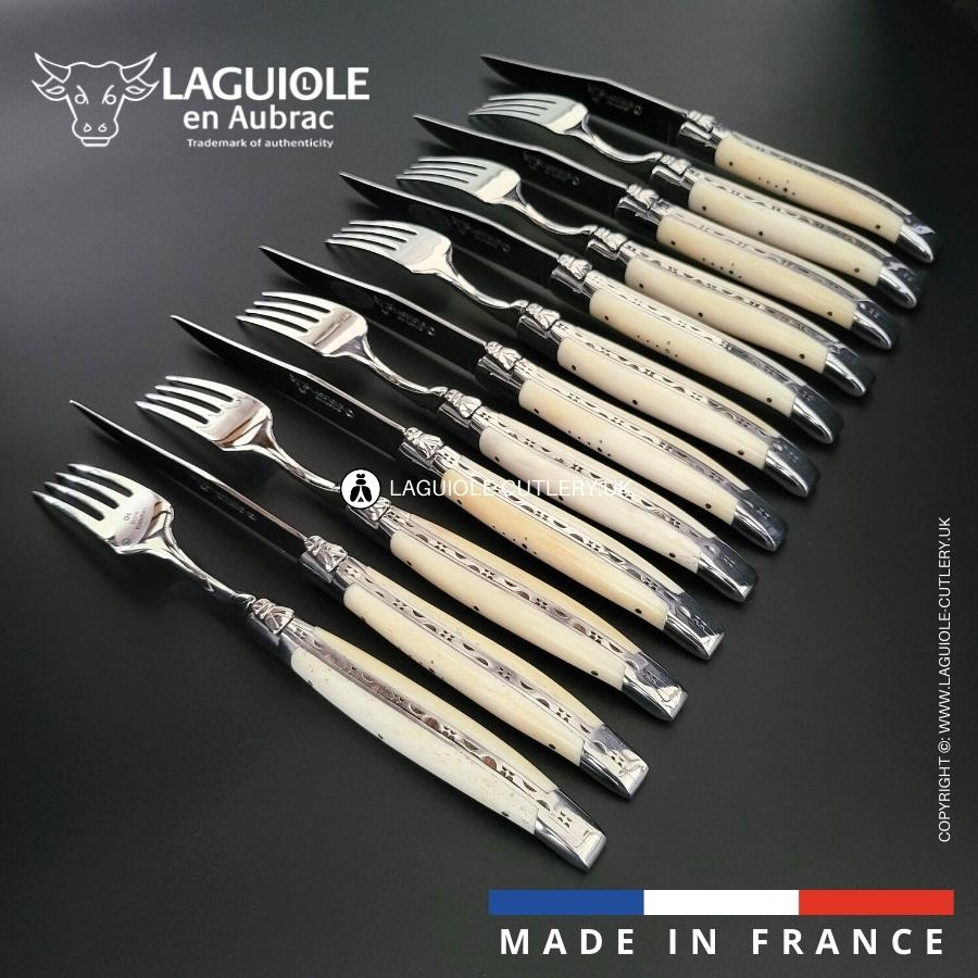 laguiole 12 piece knife & fork set cattle bone