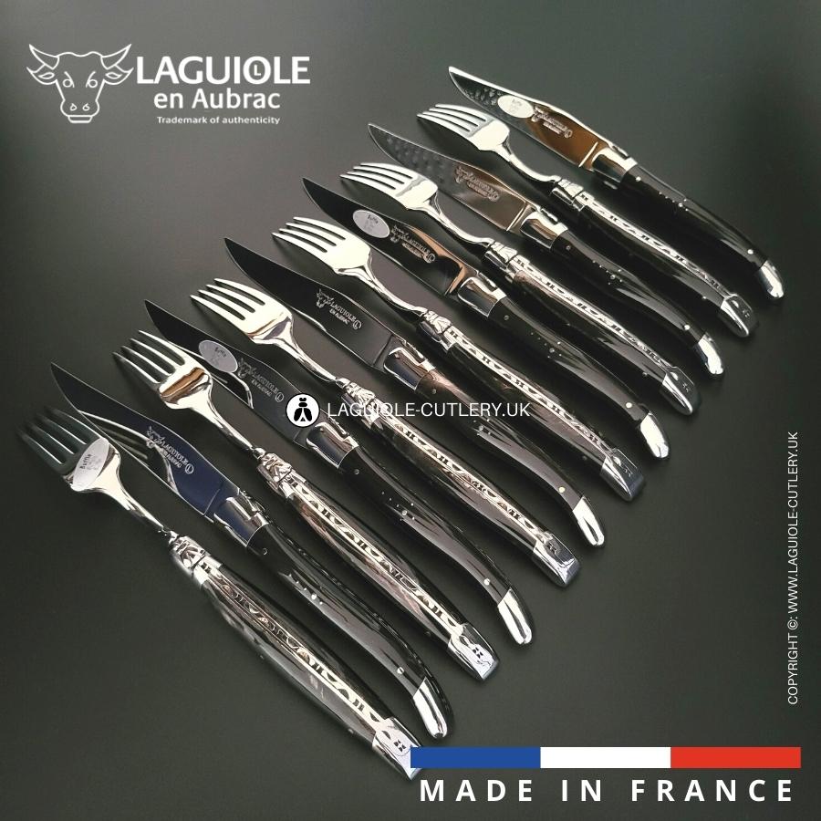 laguiole 12 piece knife & fork set buffalo horn