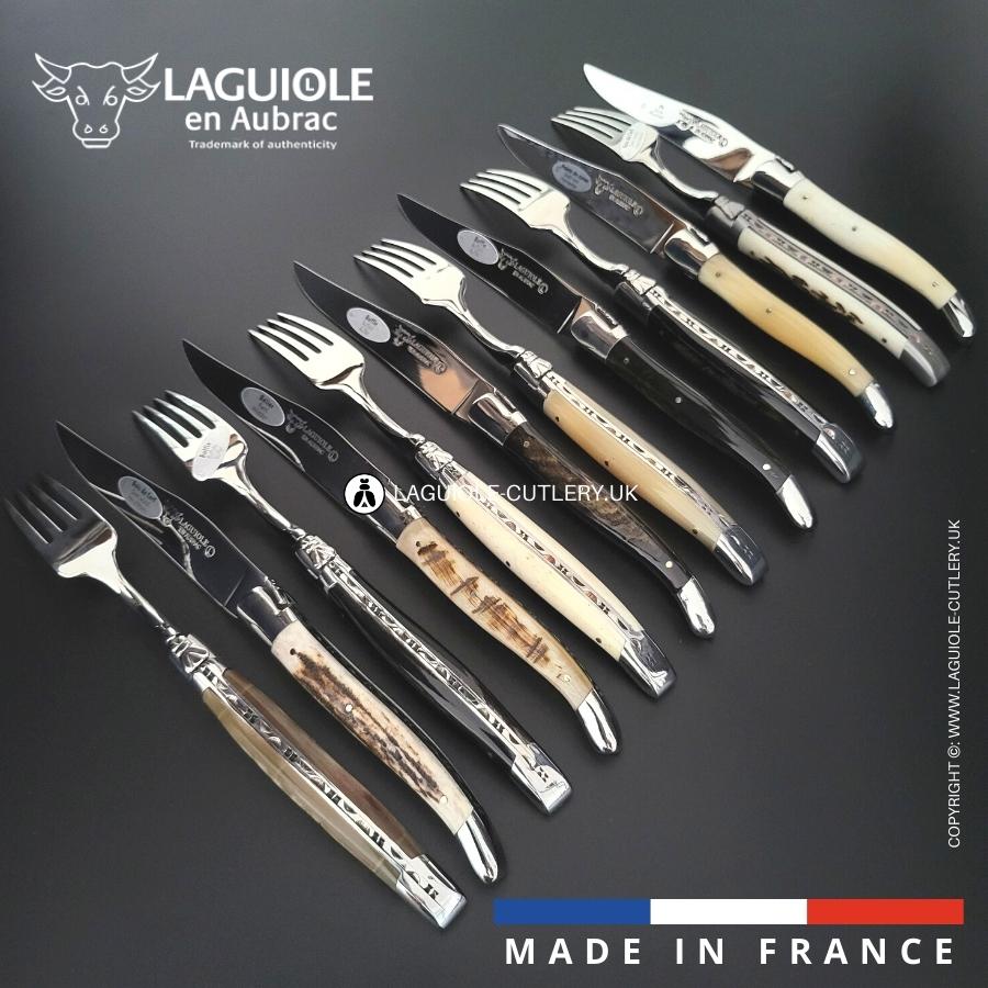 laguiole 12 piece knife & fork set mixed horn