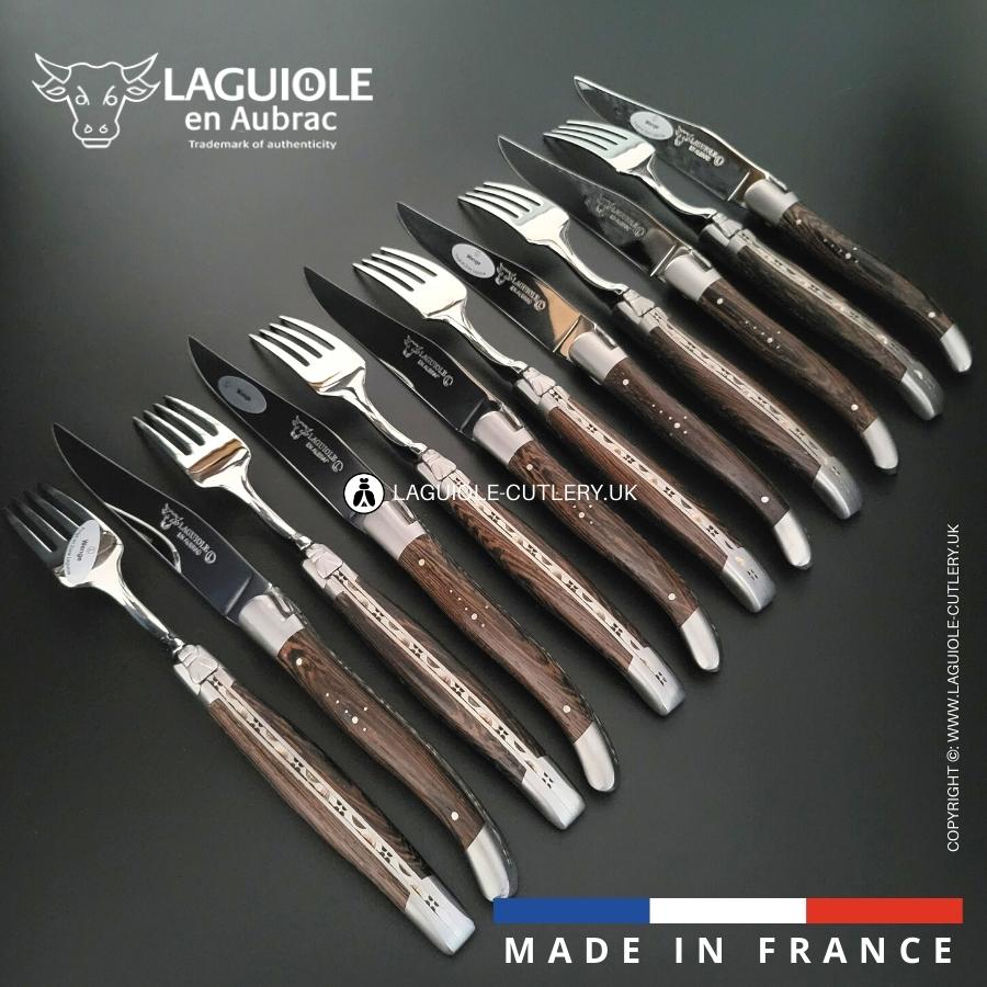 laguiole 12 piece knife & fork set wenge wood