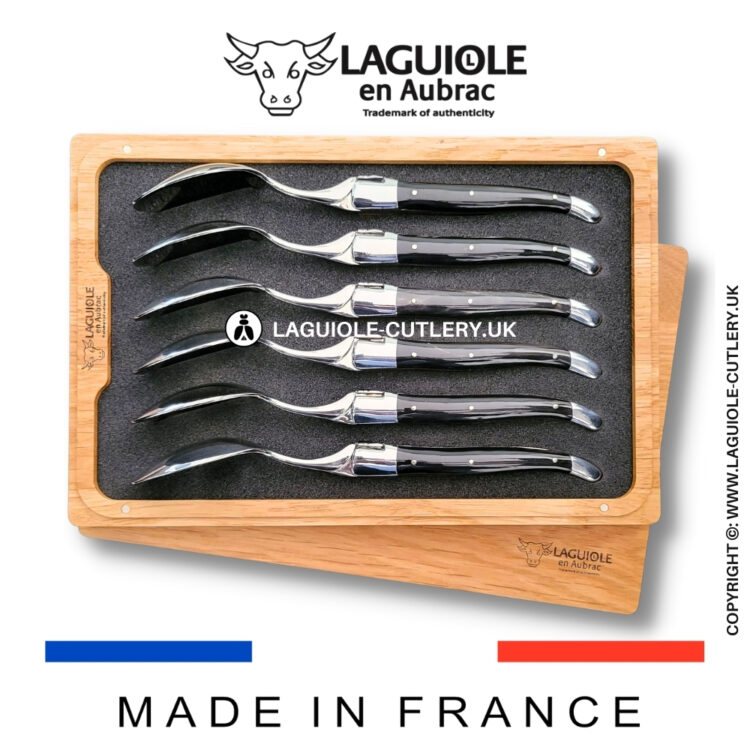 set of 6 laguiole soup spoons buffalo horn
