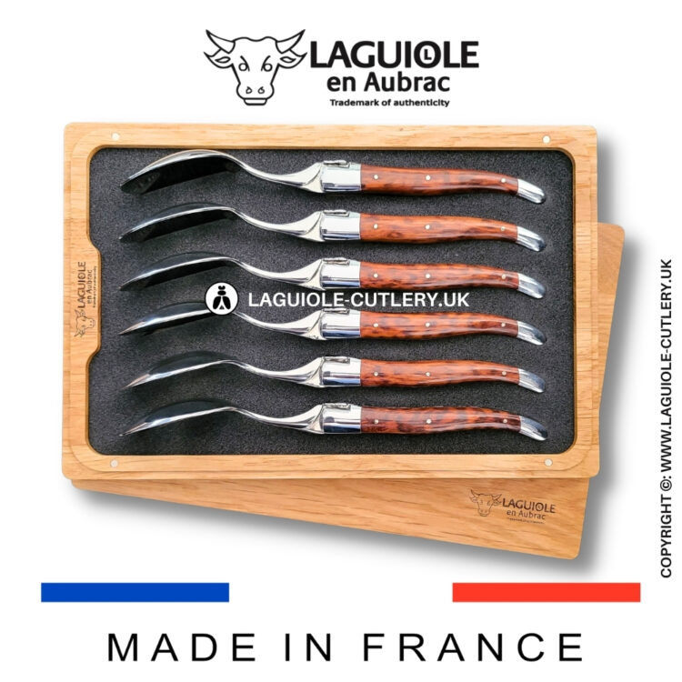 set of 6 laguiole soup spoons snakewood