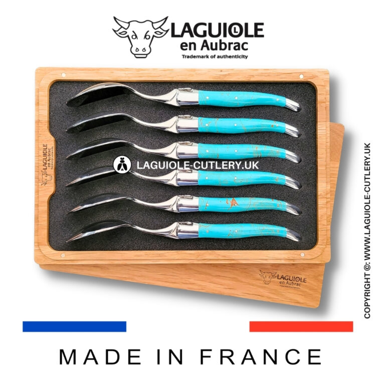 set of 6 laguiole soup spoons mineral stone