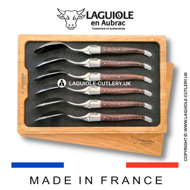 set of 6 laguiole soup spoons wenge wood