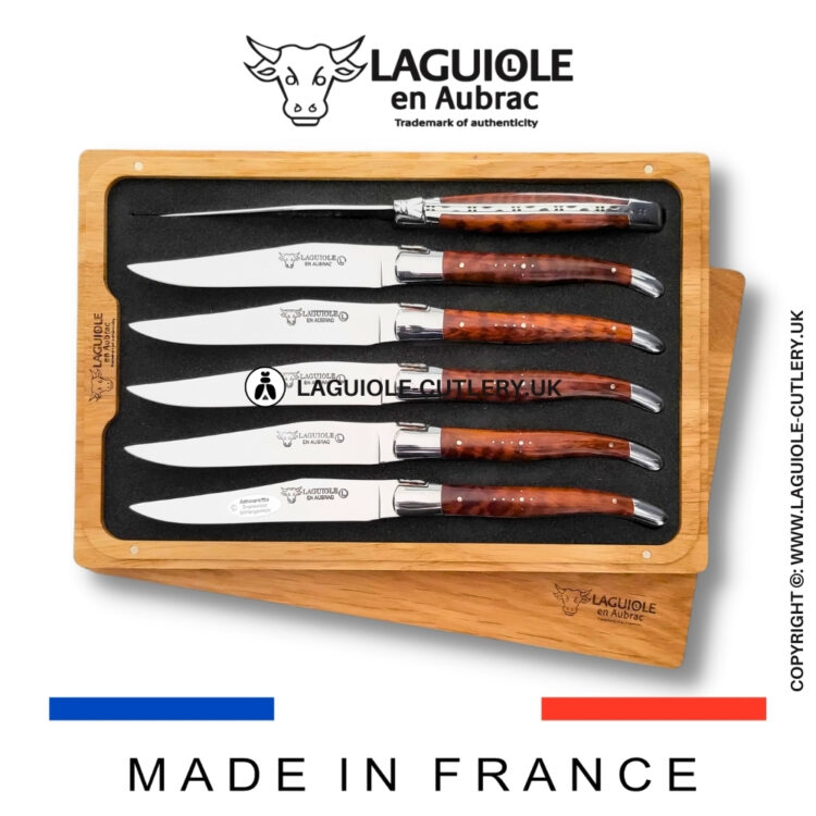 set of 6 laguiole steak knives snakewood