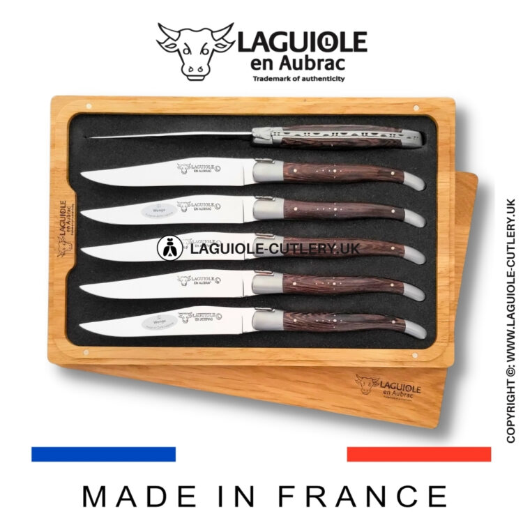 set of 6 laguiole steak knives wenge wood