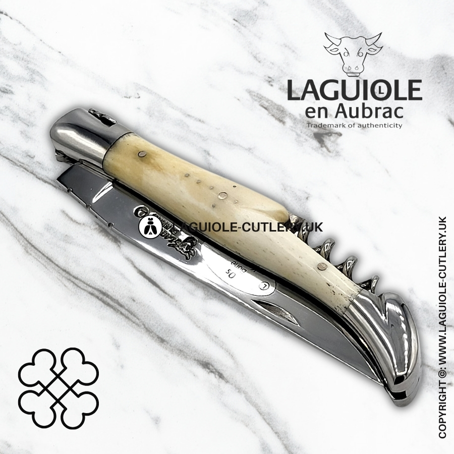 laguiole en aubrac knife with corkscrew cattle bone