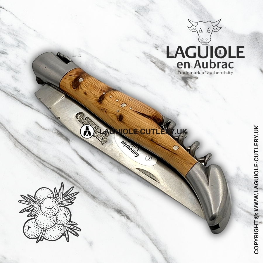 laguiole en aubrac knife with corkscrew juniper wood