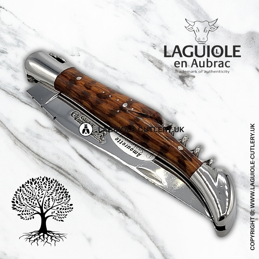laguiole en aubrac knife with corkscrew snakewood