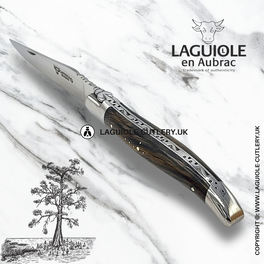 laguiole en aubrac pocket knife bog oak wood