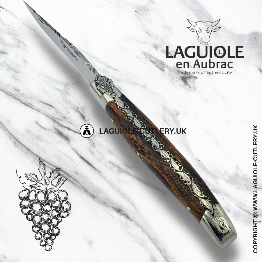 laguiole en aubrac pocket knife bunch of grapes bee grapevine wood
