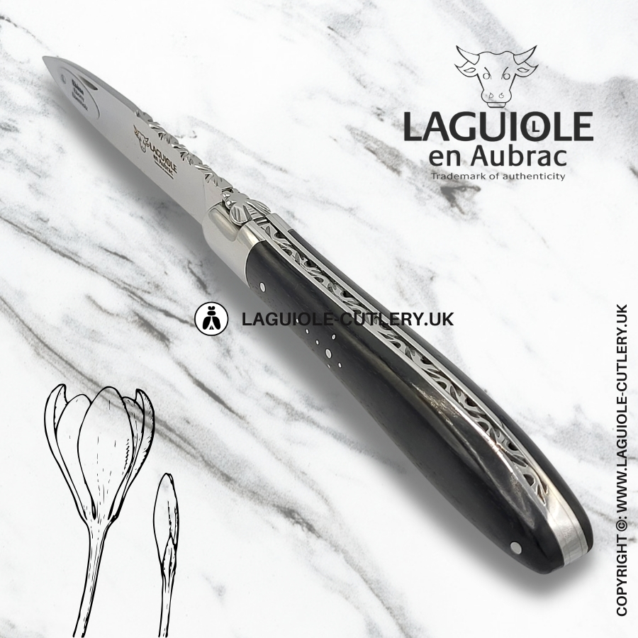 laguiole en aubrac pocket knife crocus ebony wood
