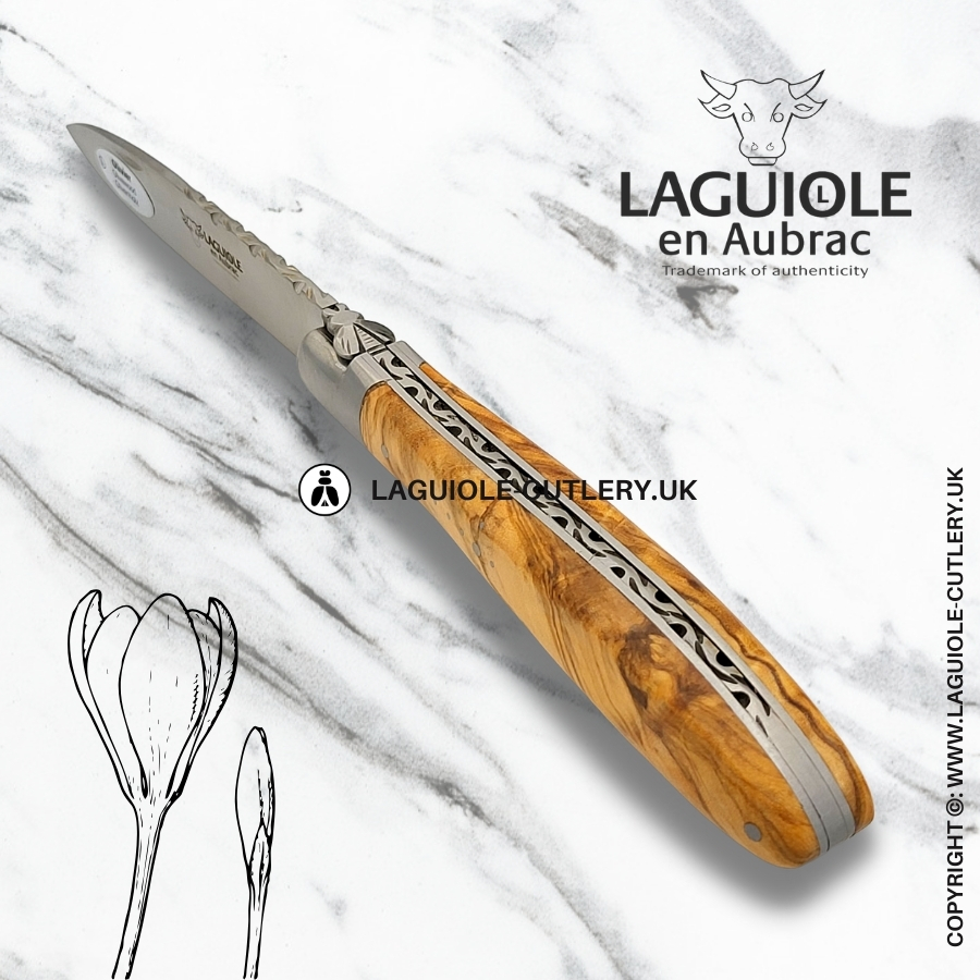 laguiole en aubrac pocket knife crocus olivewood