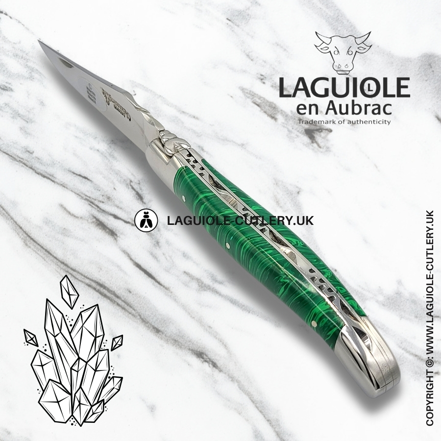laguiole en aubrac pocket knife malachite stone