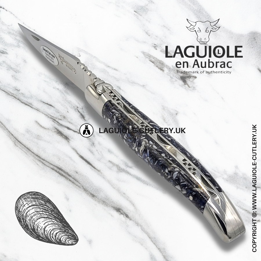 laguiole en aubrac pocket knife mussel shells