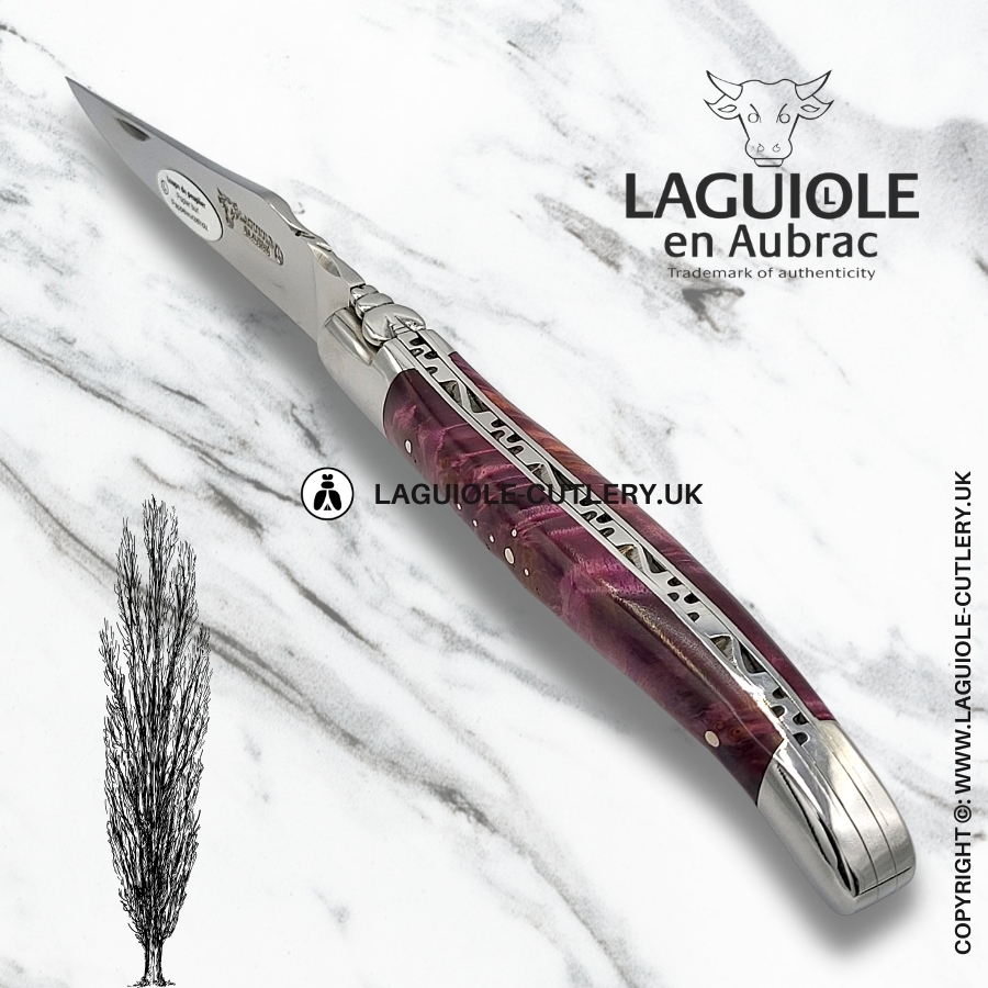 laguiole en aubrac pocket knife purple poplar burl