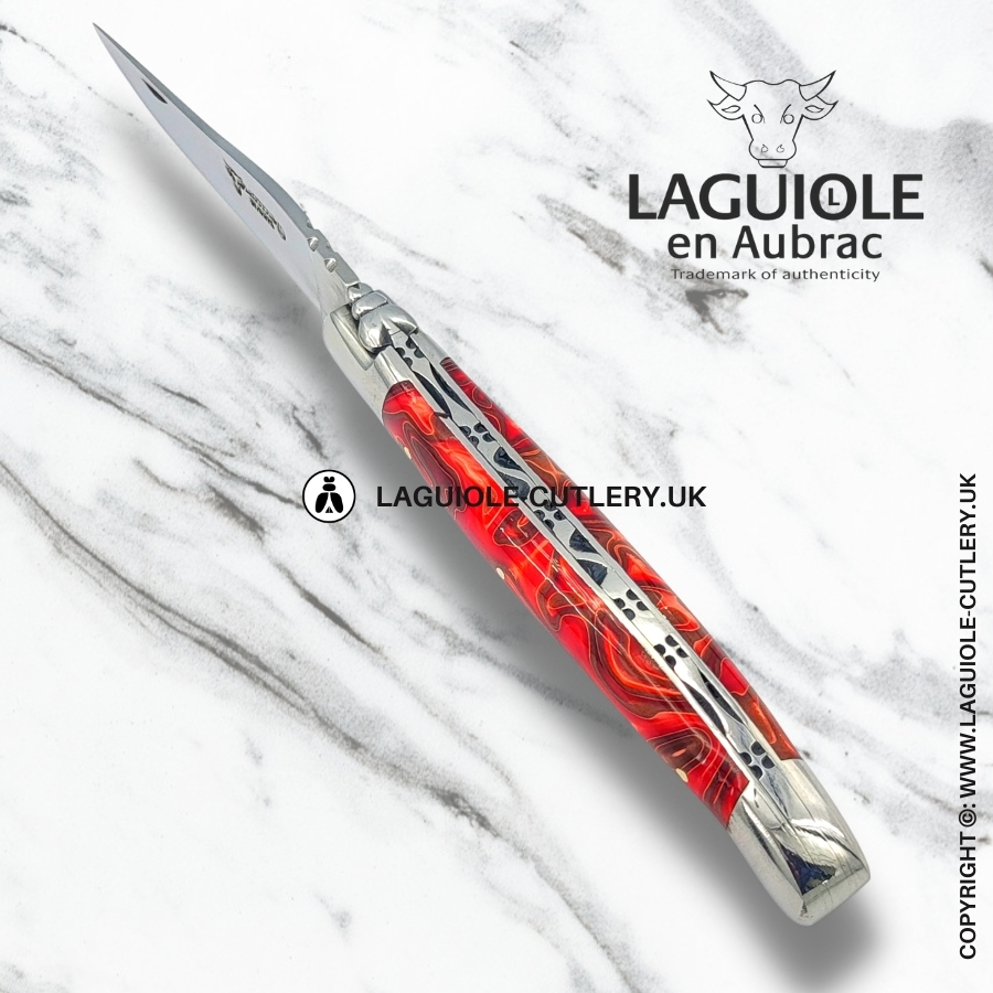 laguiole en aubrac pocket knife red acrylic