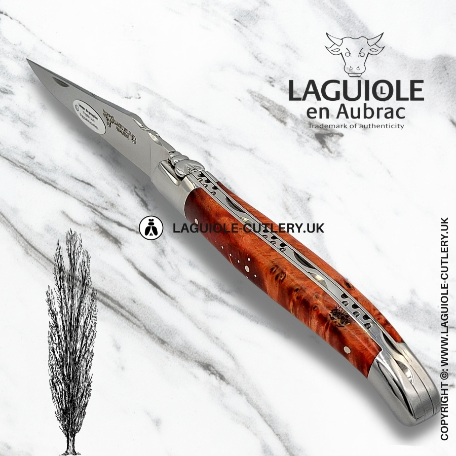 laguiole en aubrac pocket knife red poplar burl