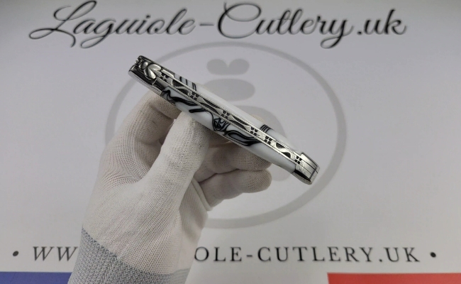 laguiole en aubrac pocket knife white acrylic video