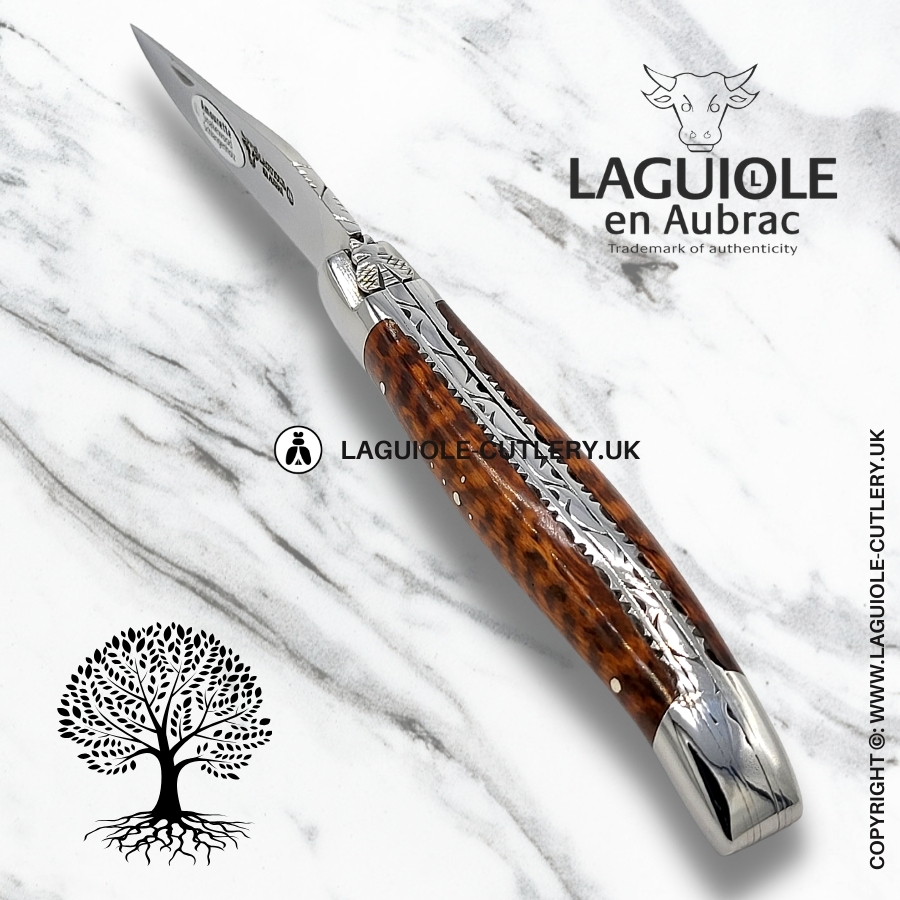 laguiole en aubrac snakewood pocket knife with hand-filed double plates