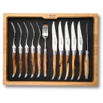 12 piece laguiole cutlery set for 6 pistachio wood handle