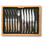 12 piece laguiole cutlery set for 6 zebu horn tip handle