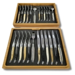 24 piece laguiole cutlery set for 6 mixed horn handles