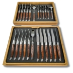 24 piece laguiole cutlery set for 6 snakewood handles