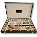 28 piece laguiole cutlery set for 6 olive wood