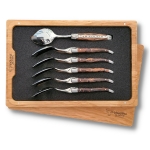 6 piece laguiole dessert spoons grapevine wood