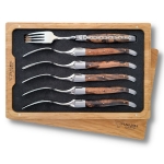 6 piece laguiole table forks grapevine wood