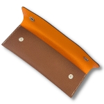 brown and orange two tone leather case