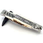 laguiole knife with corkscrew double plates deer antler