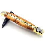 laguiole pocket knife juniper wood handle with brass
