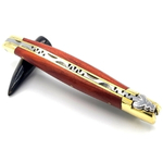 laguiole pocket knife red wood handle with brass