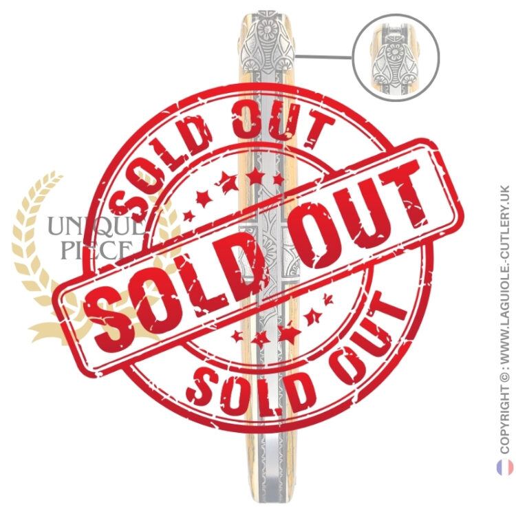 eternal treasure: laguiole knife full handle mammoth ivory bark central bolster