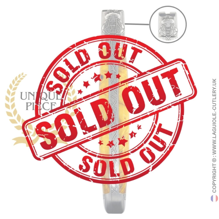 autumn glow: laguiole pocket knife in yellow chestnut burl hand engraved bee and bolsters